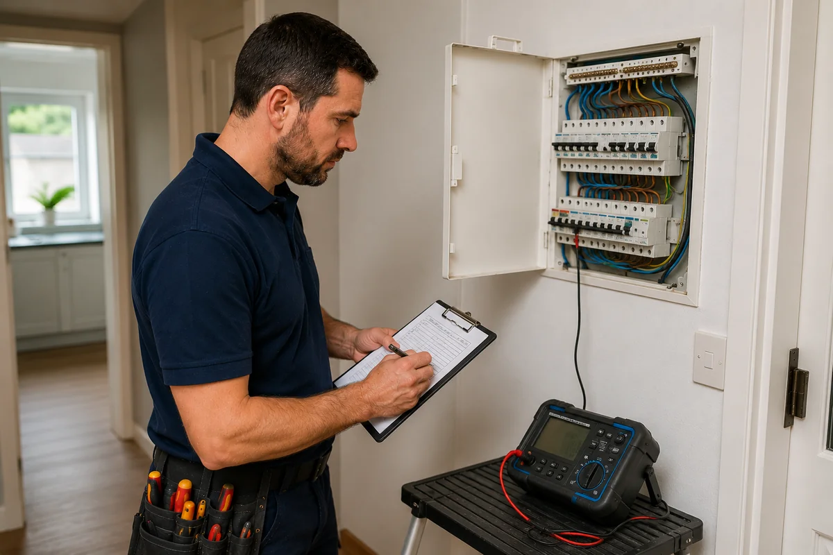 Electrician carrying out EICR landlord inspection in Cambridge